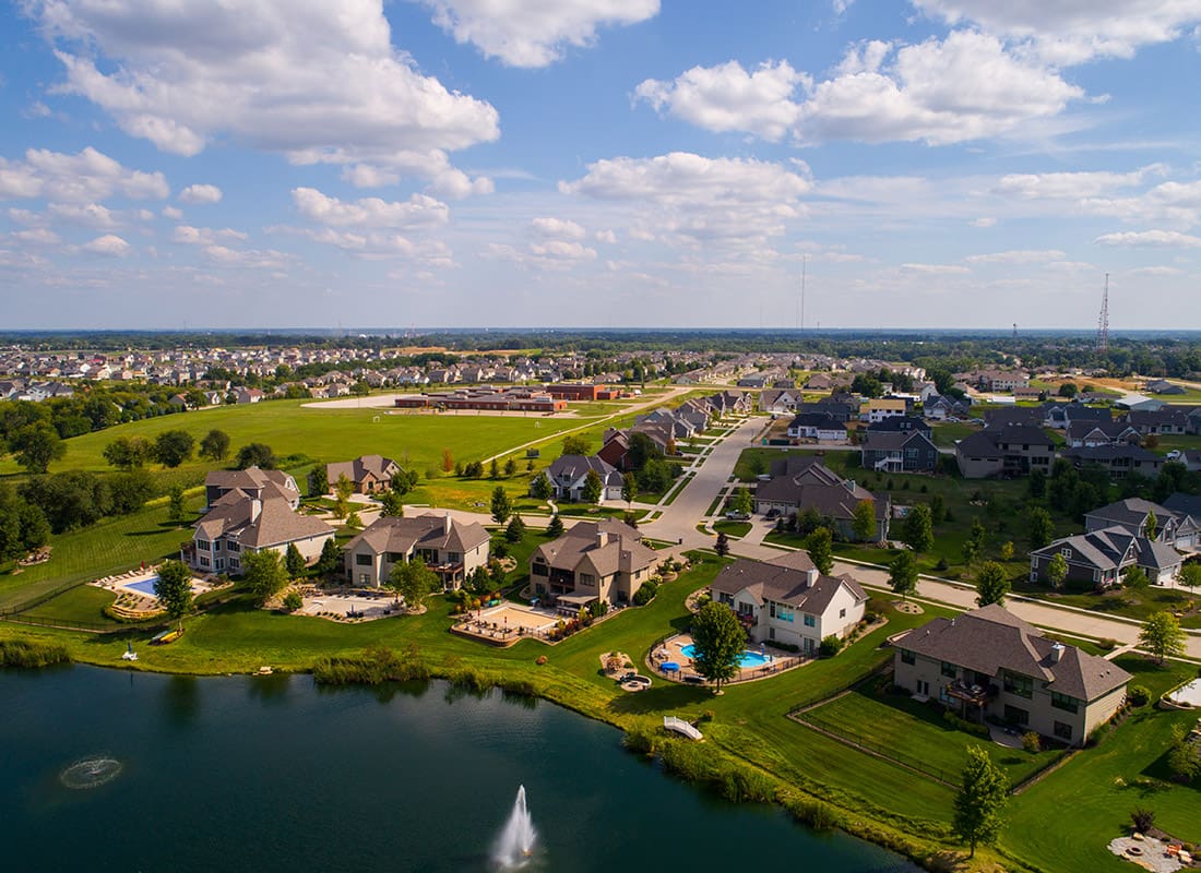 Huxley, IA - Aerial View of Homes in Iowa